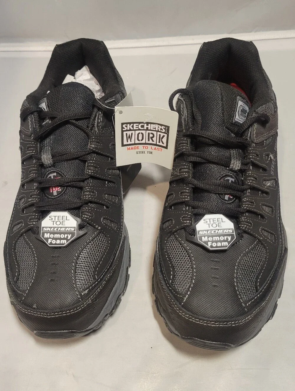 Men's 11 Skechers Steel Toe Shoes Work Cankton 77055/BKCC Black …F4